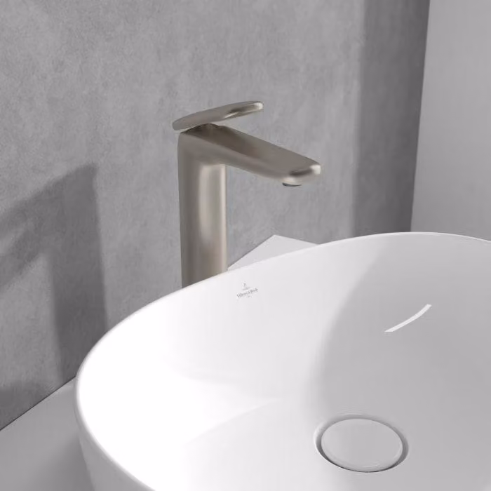 V&B Miscelatore per lavabo a 2 fori ANTAO, versione alta, con scarico a pressione, finitura blu spazzolato