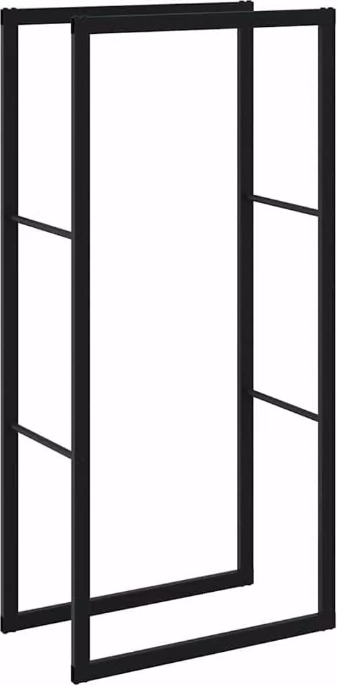 Rastrelliera per Legna da Ardere Nera 55x30x116 cm in Acciaio