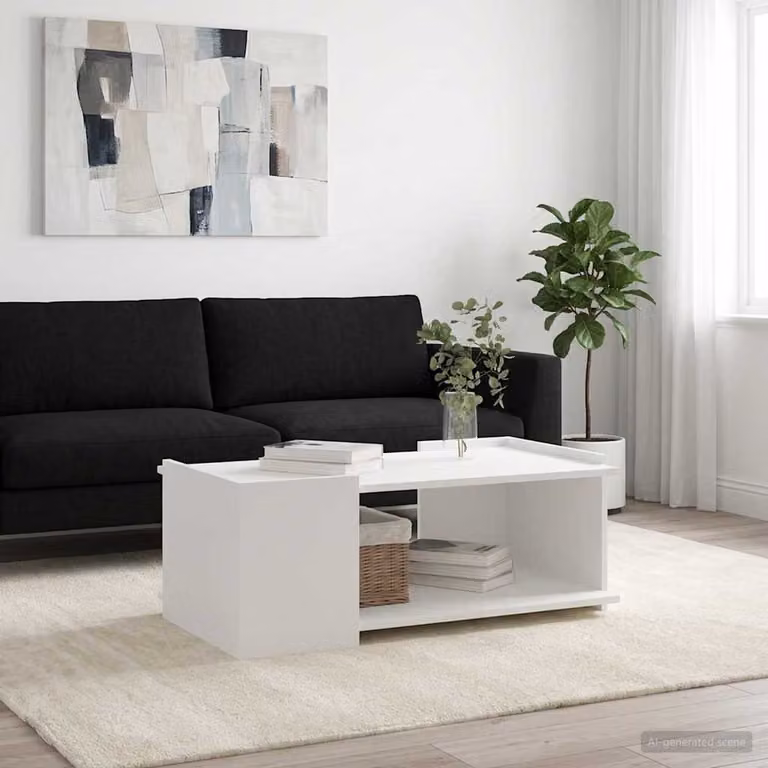 vidaXL Tavolino da salotto moderno in legno MDF bianco L 90 cm x P 50 cm x H 33 cm