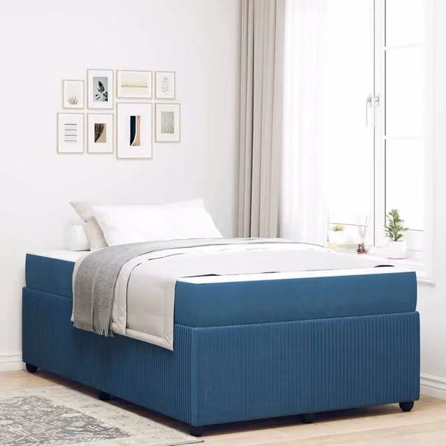 Struttura del letto con materasso-Giroletto Blu 120 x 190 cm Tessuto 740307