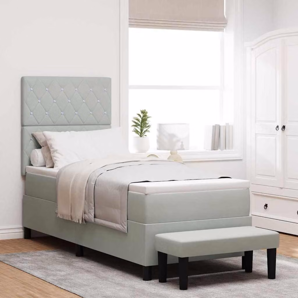 Maison Exclusive - Letto a molle con materasso Grigio chiaro 80 x 200 cm Velluto