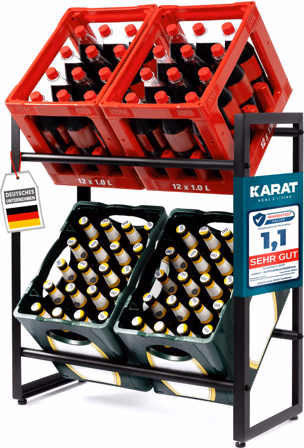 Portabottiglie Kenji Robusto e stabile Nero 32 x 70 x 79 cm