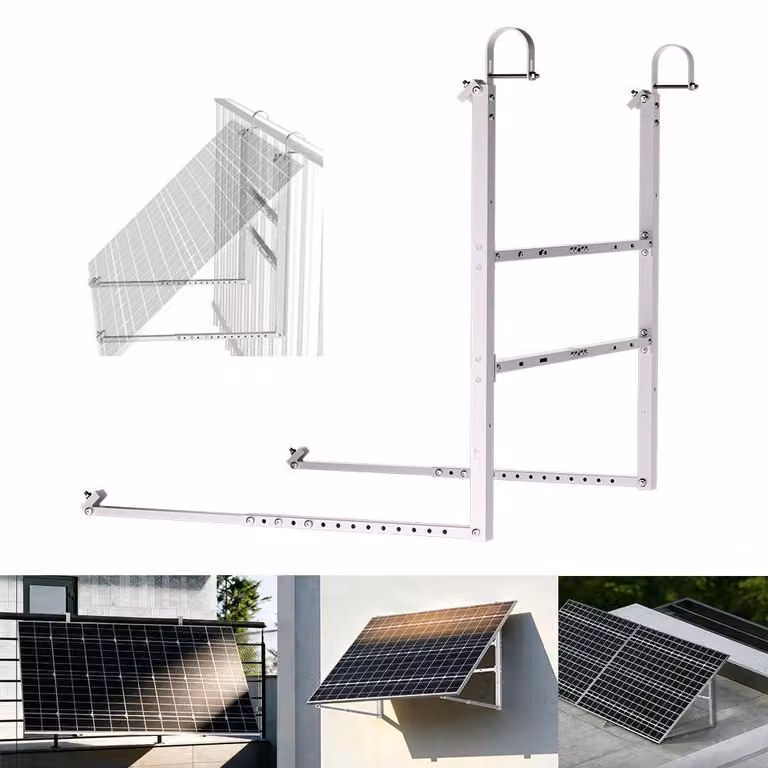 Supporto fotovoltaico per balcone per ringhiera tetto piano parete montaggio modulo solare con gancio a testa tonda per 1 modulo solare