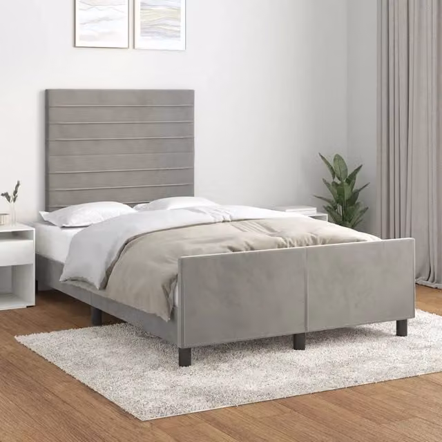 Giroletto senza Materasso-Struttura Letto Grigio Chiaro 120x200 cm Velluto 652696