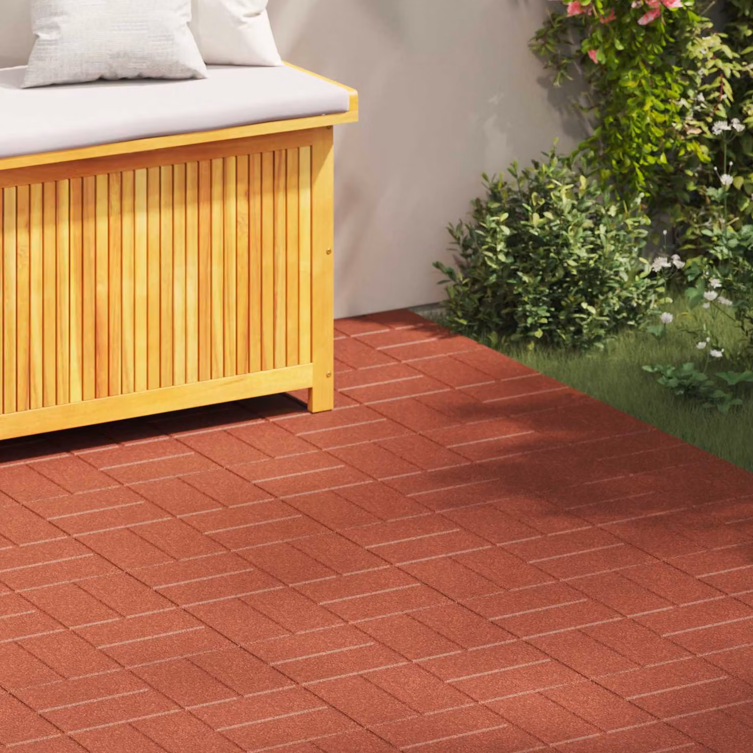 Set di 6 pietre da passo vidaXL in gomma colore rosso, L/P/H: 40,5 x 40,5 x 2 cm