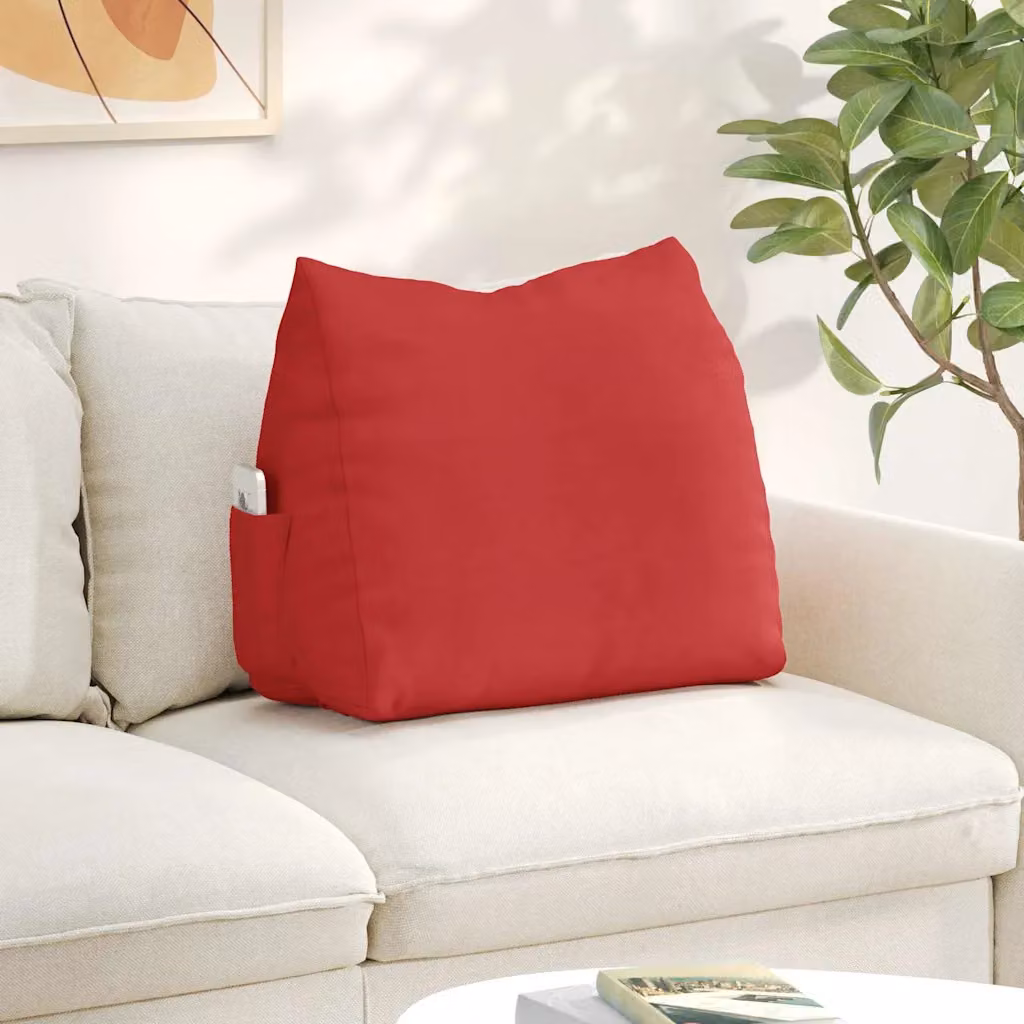 Cuscino a cuneo per la schiena vidaXL, colore rosso, in tessuto di poliestere, L: 60 cm, P: 20 cm, H: 50 cm
