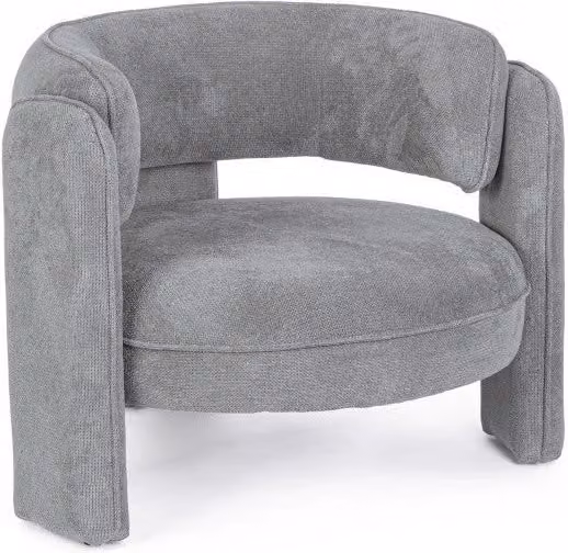 Poltrona Soggiorno 94x88x73 cm Aisha in Tessuto Grigio