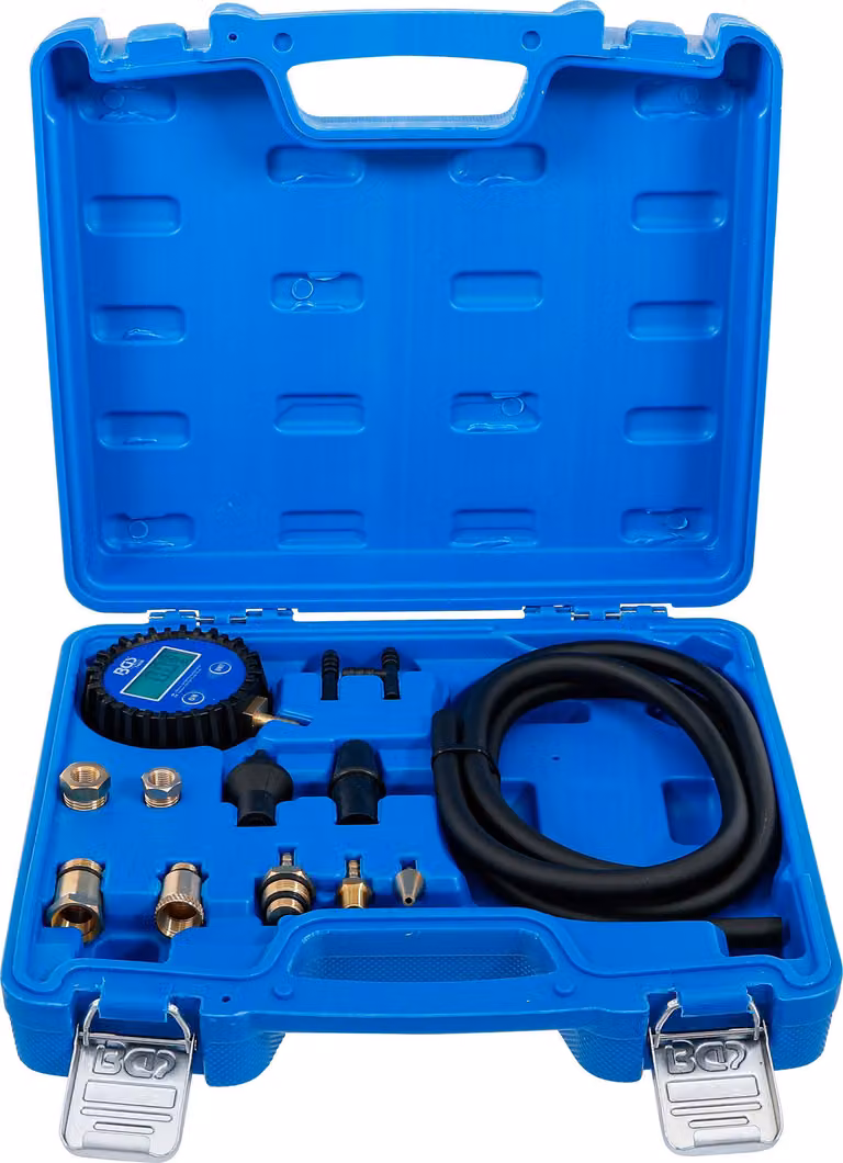 BGS Tester digitale per pompe a vuoto e a benzina con set di adattatori - 74436