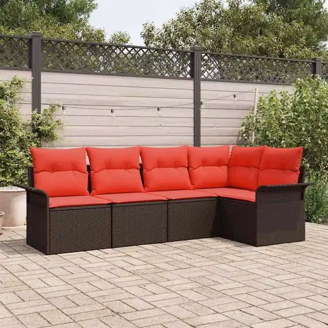 Set Divano da Giardino 5 pz Marrone polyrattan 3354033