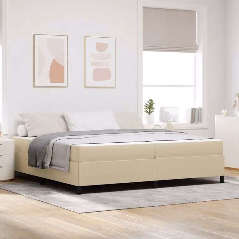 Struttura del letto moderna vidaXL in tessuto e legno, L/P: 200 x 200 cm, Grigio Verde Chiaro