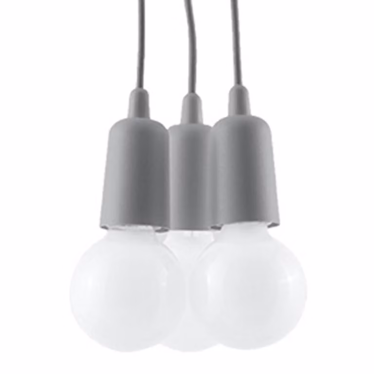 Lampada a sospensione DIEGO 3 grigio 3xE27 15W PVC 90x15x15cm Sollux Lighting
