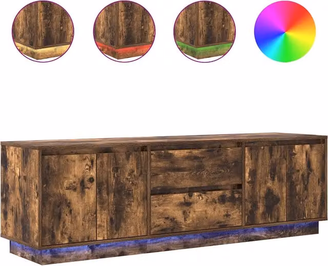 Mobile TV | Armadietto TV | Mobile Porta TV con Luci LED Rovere Fumo 160,5x41x50 cm