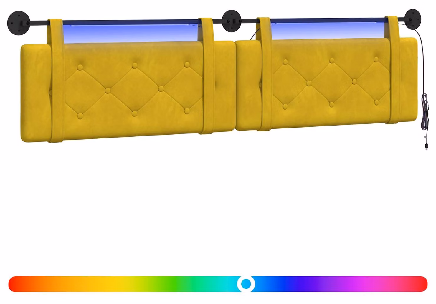 Testiera sospesa Con luce LED Giallo Velluto