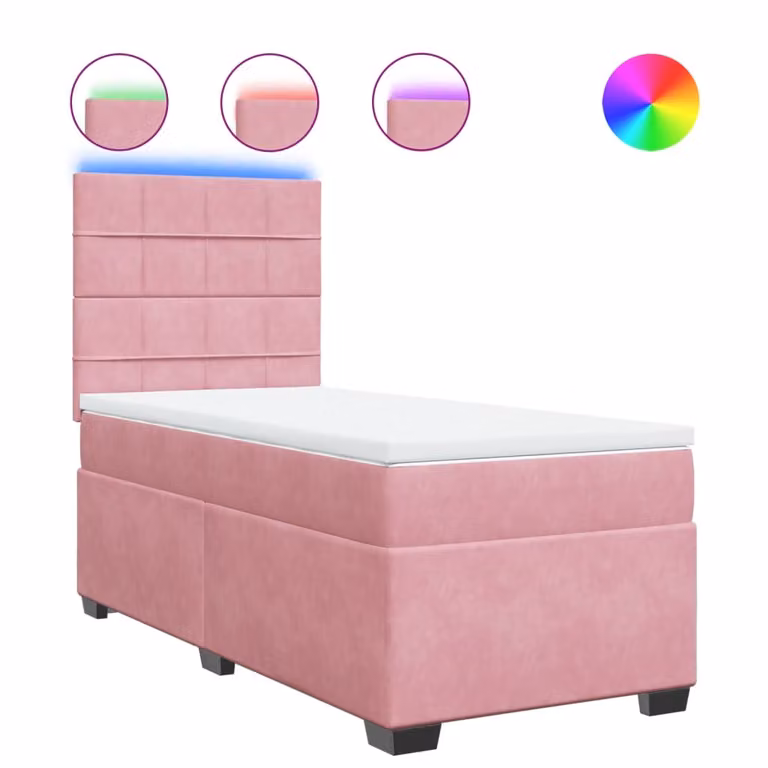 Giroletto a Molle con Materasso Rosa 90x200 cm in Velluto