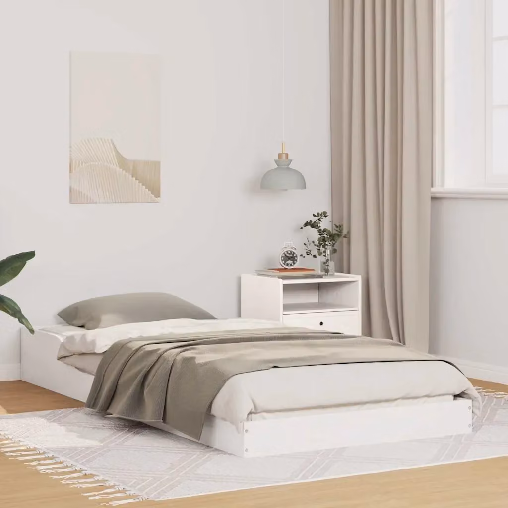 Letto singolo moderno in pino massello bianco L/P/H: 200 x 80 x 83,5 cm – 2