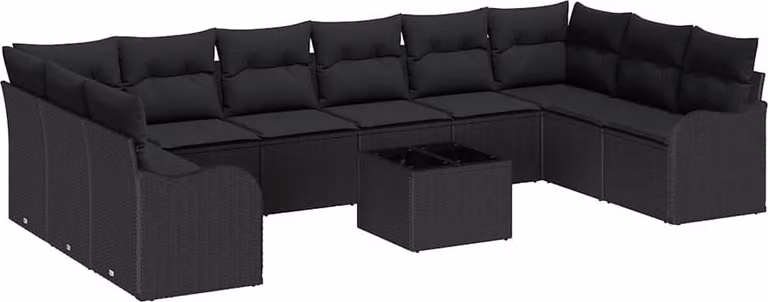 Set Divano da Giardino Nero 55 x 55 x 37 cm polyrattan