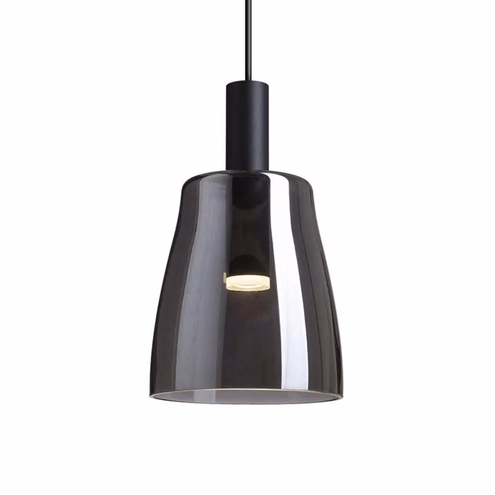 Lampadario a sospensione moderno BELLINI M con vetro fumè nero e luce LED calda 3000K – 2