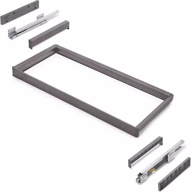 Telaio con guide a estrazione totale e chiusura morbida per accessori per armadi Quartz, 712-738mm, Alluminio e plastica