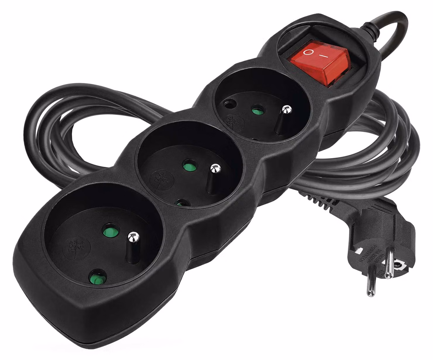 EMOS Cavo di prolunga 3 m / 3 prese / con interruttore / nero / PVC / 1,5 mm2, PC1313R