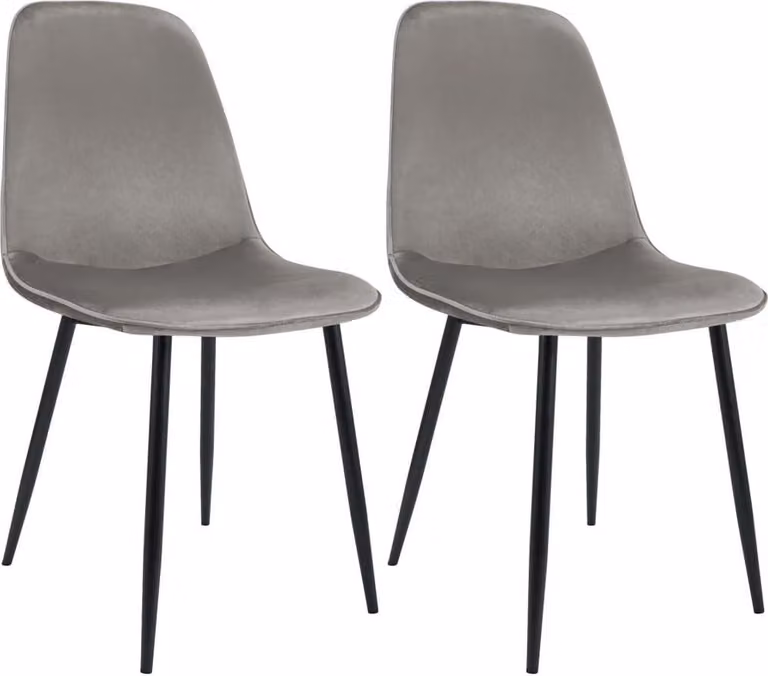 set di 2 sedie da pranzo - Sedie in velluto - Moderne e confortevoli - Grigio chiaro - 150 kg