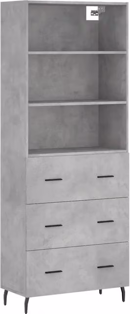 Credenza | Madia | Buffet da pranzo | Armadio da pranzo Grigio Cemento 69,5x34x180 cm in Legno Multistrato