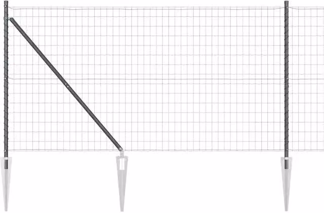 Recinzione da Giardino | Recinzione con Posto Grigio 1,2 x 25 m Acciaio e PVC