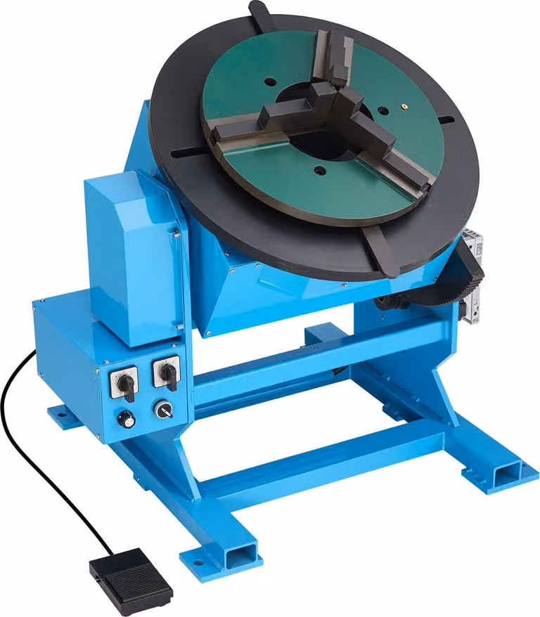 Tavola rotante per saldatura - Posizionatore per saldatura - Portata 500 kg - Velocità di rotazione 0,2-2 giri/min continua - Inclinazione da -45° a 90° - Motore 400 W - Elettrico con pedale