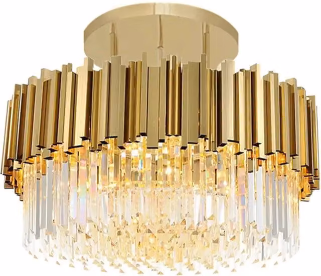 Lampada da soffitto Toolight APP1100-4CP in metallo e cristallo color oro