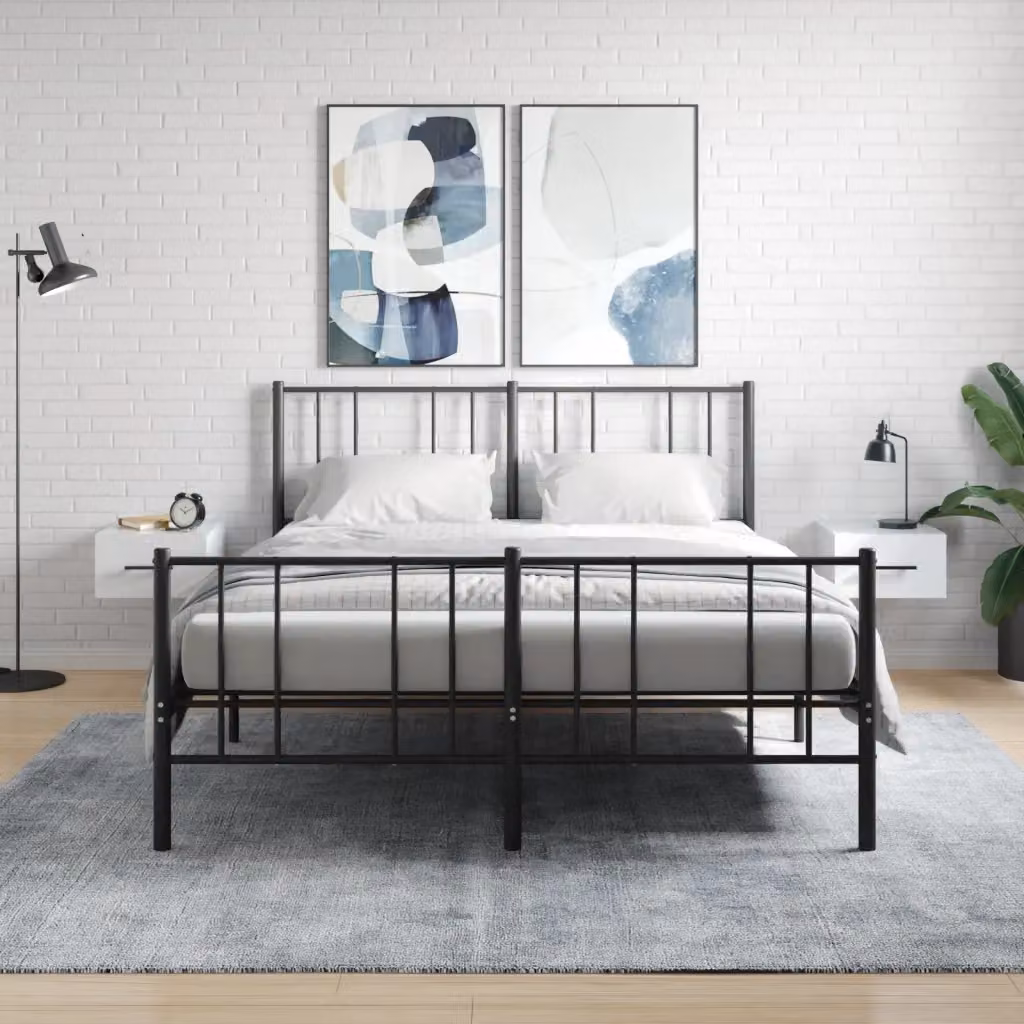 Set di 2 comodini da muro vidaXL in bianco lucido L/P/H: 35 x 35 x 20 cm