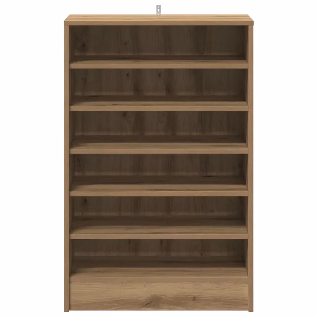 Scarpiera moderna HELLOSHOP26 in finitura rovere marrone con ripiani interni e vani a giorno, sospesa, L: 60 cm, P: 35 cm, H: 92 cm – 2
