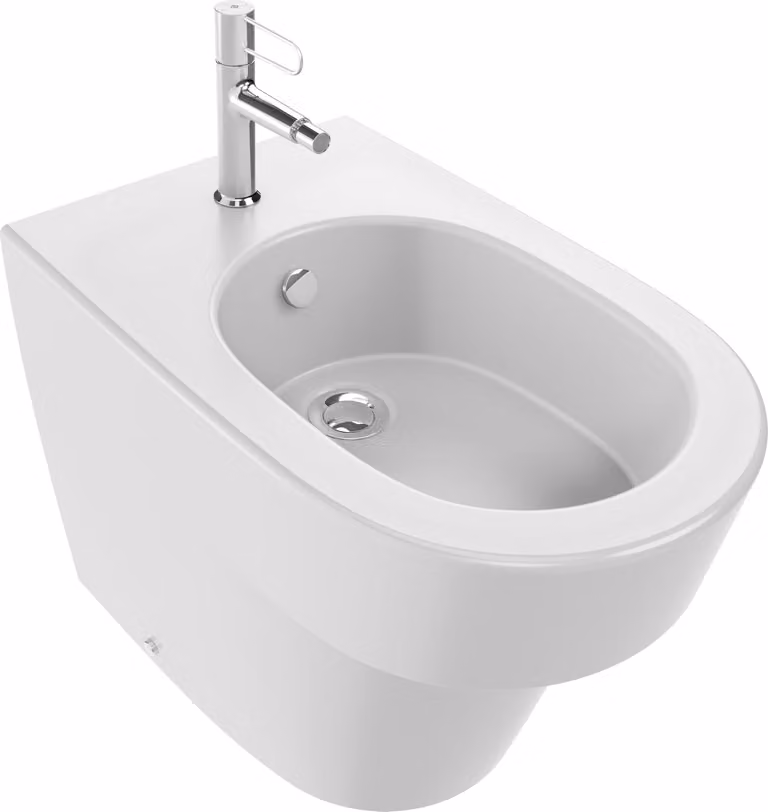 Bidet in Vetroceramica da fissare a parete, bianco, dimensioni 57x36,2x41 cm