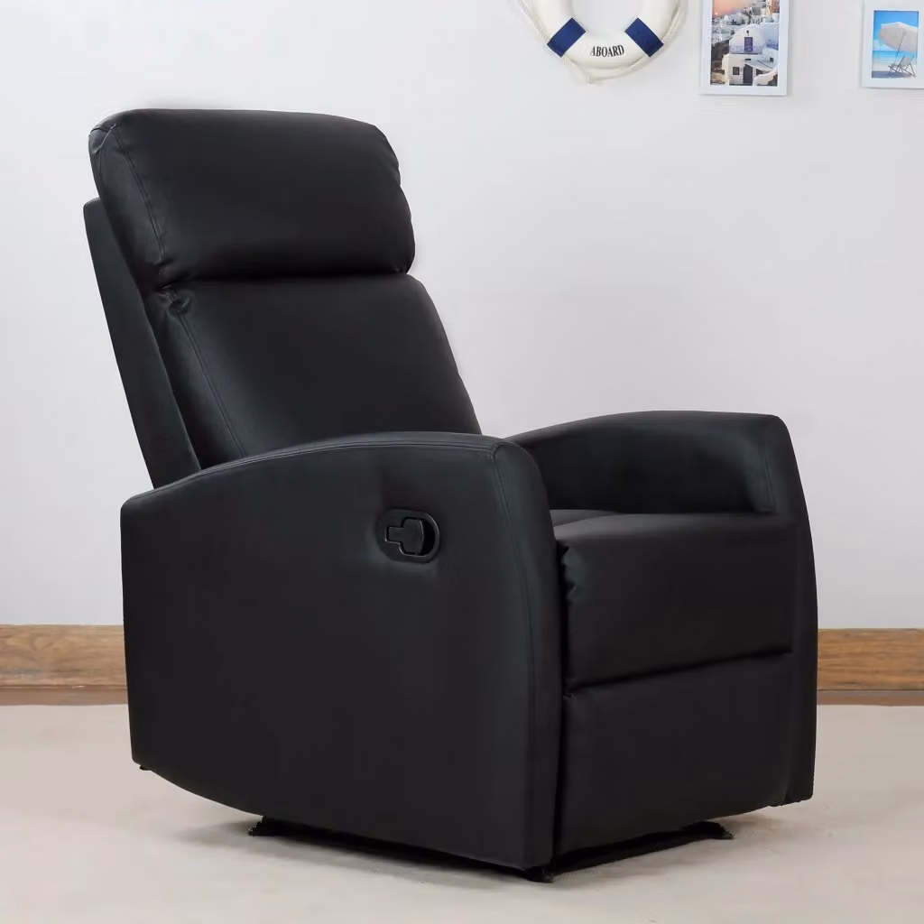 EasyComfort Poltrona Relax Reclinabile Ergonomica in Pelle PU Nera L/P/H: 65 x 92 x 100 cm – 2