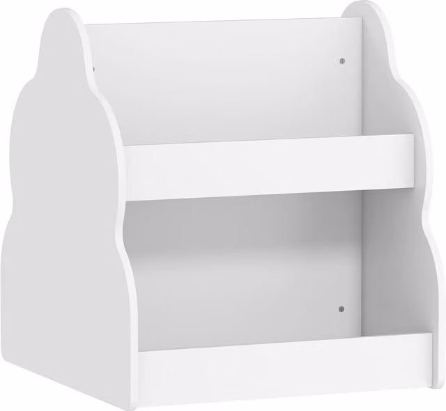 Scaffale per bambini AIYAPLAY con 4 ripiani e ruote, Bianco, L: 54 cm, P: 50 cm, H: 56 cm