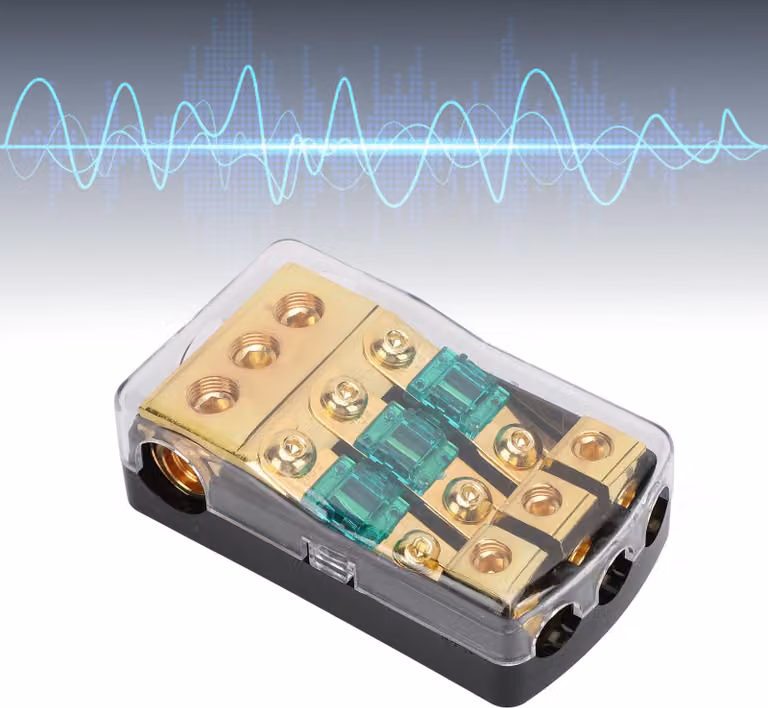 Mini portafusibili ANL 0 2 4 Gauge in 6 8 Out 60 Amp Blocco distributore per auto, camion, barca, amplificatore stereo audio a 3 vie