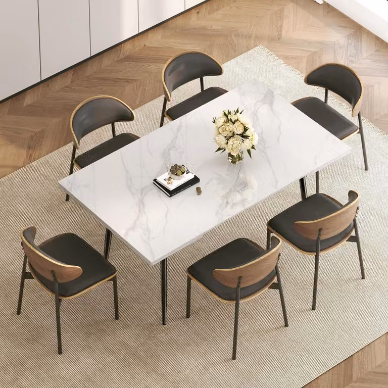 Tavolo da pranzo estendibile con 6 sedie, realizzato in pietra sinterizzata, dimensioni da 160 a 240 cm