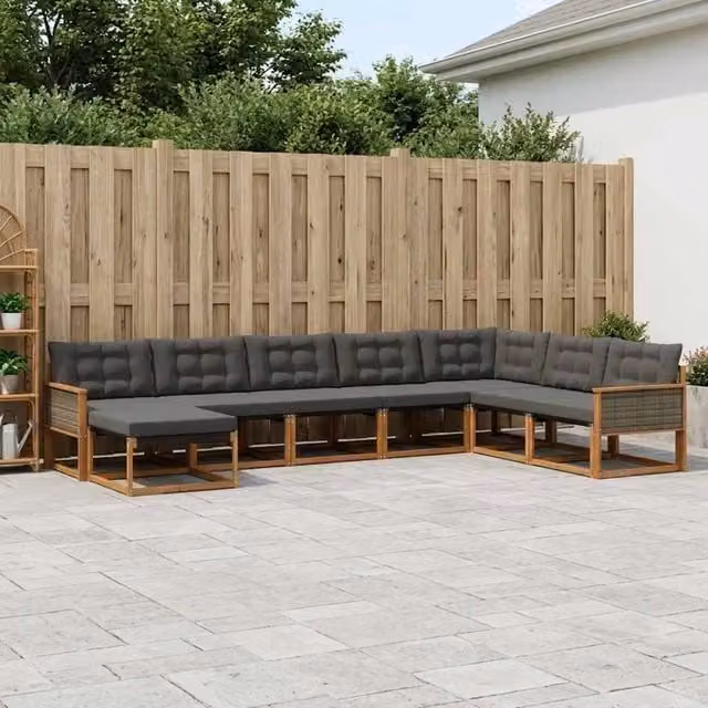 Set di divani da esterno 8 pz Naturale e Nero 3381612