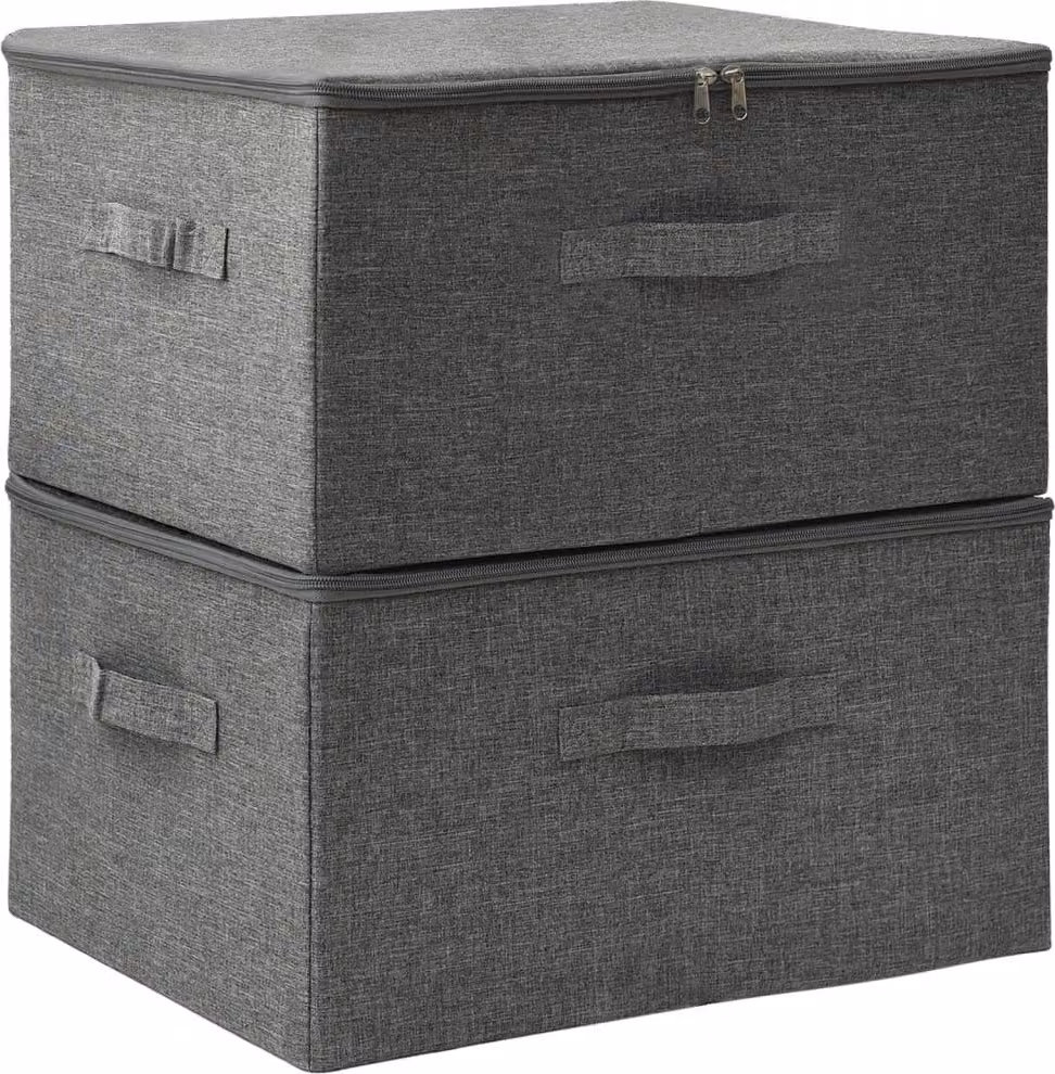 Scatole Portaoggetti 2pz in Tessuto 43x34x23 cm Antracite