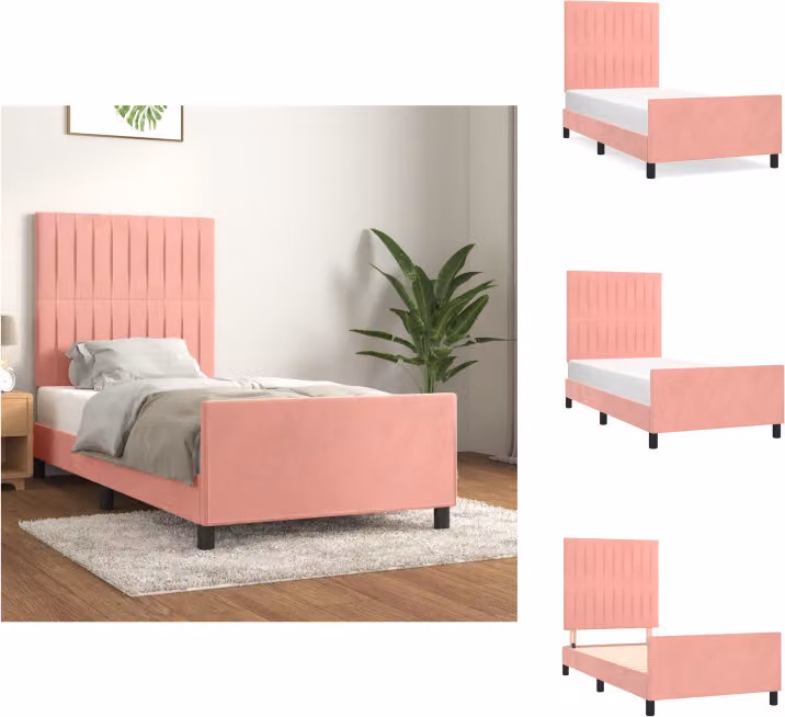 vidaXL Letto con testiera in velluto rosa 90x190 cm - Letti & Reti