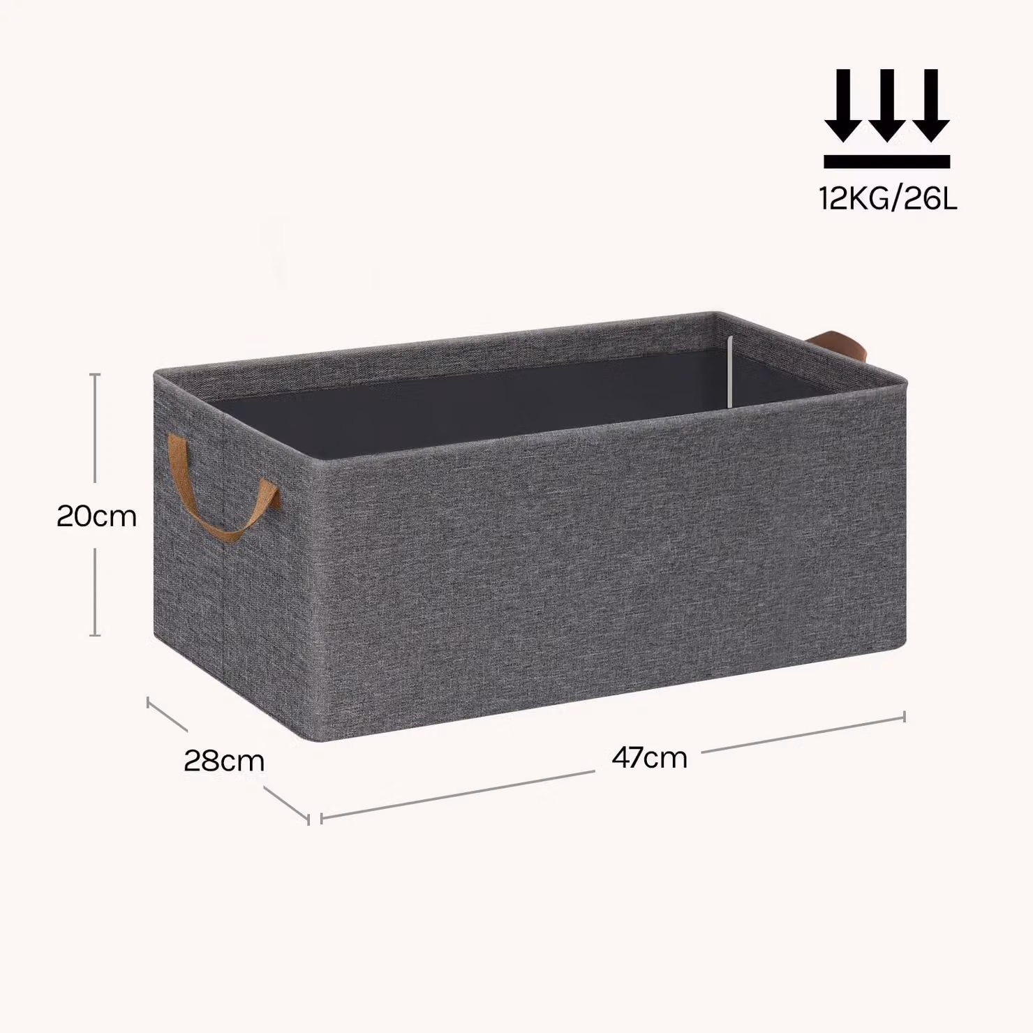 Contenitori per abiti - Scatole pieghevoli in tessuto - Set da 5 - 26 litri - 47 x 20 x 28 cm