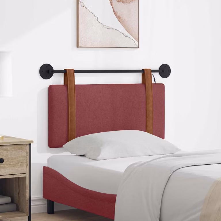 Testiera per letto sospesa vidaXL con luce LED integrata in similpelle rossa