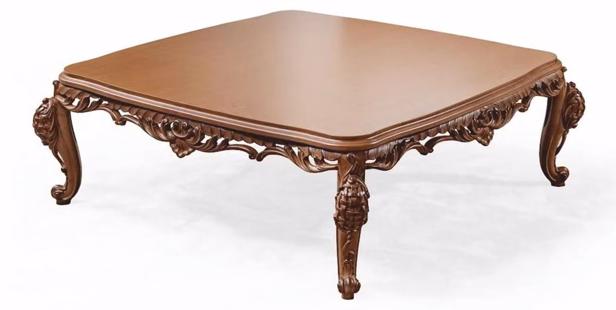 Casa Padrino Tavolino barocco in legno massello marrone 132 cm - Mobili barocchi