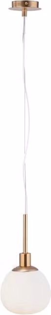 Lampada a sospensione moderna in metallo e vetro GIORDANOSHOP color oro e bianco con diffusore a sfera e altezza regolabile