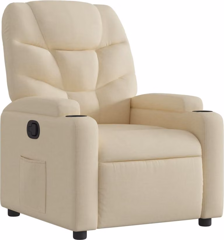 Poltrona reclinabile in tessuto color crema