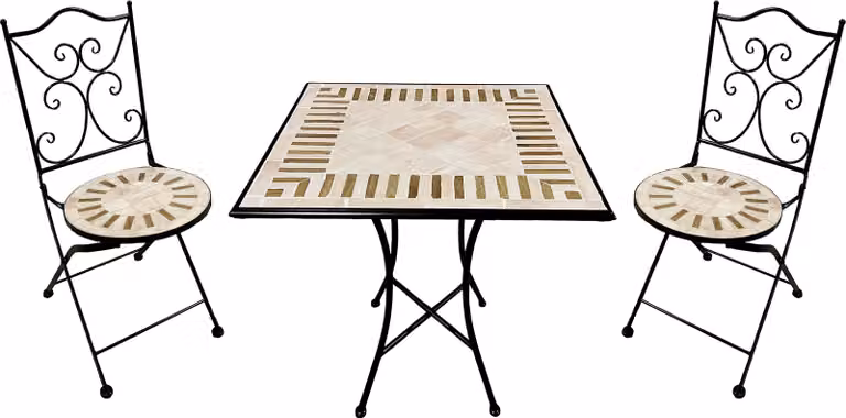 AXI Camilla Set Bistrot da Balcone, 2 Sedie 1 Tavolo, Set Bistrò Veranda Mosaico Beige Toscana - Set Bistro da Giardino, Tavolo Bistro per Giardino/Balcone/Terrazza