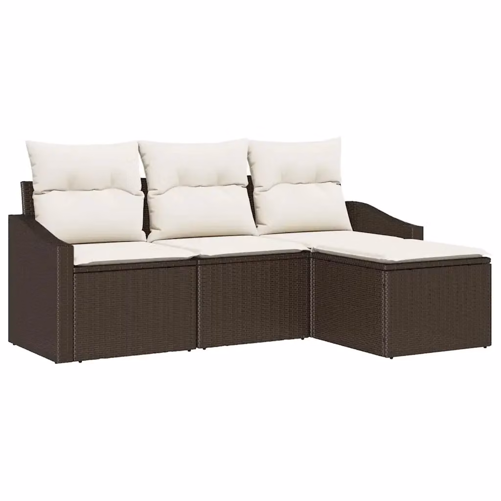 Set di divani da giardino vidaXL a forma di L con cuscini, Marrone – 2