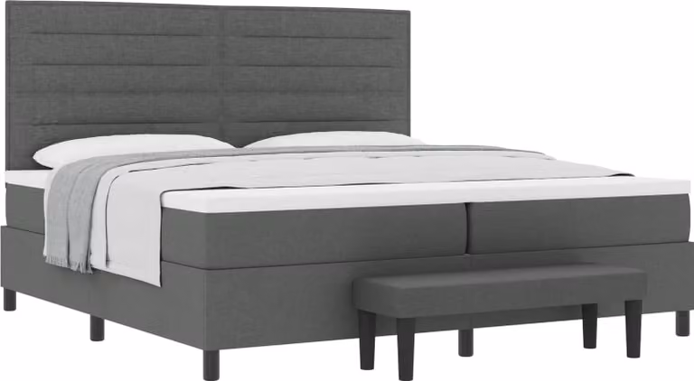 Letto a molle con materasso Grigio scuro 200 x 200 cm Tessuto