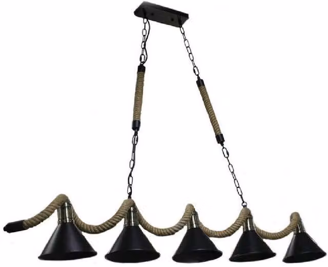 Lampadario a soffitto Trade Shop in corda di canapa e metallo stile vintage rustico marrone con 5 attacchi E27