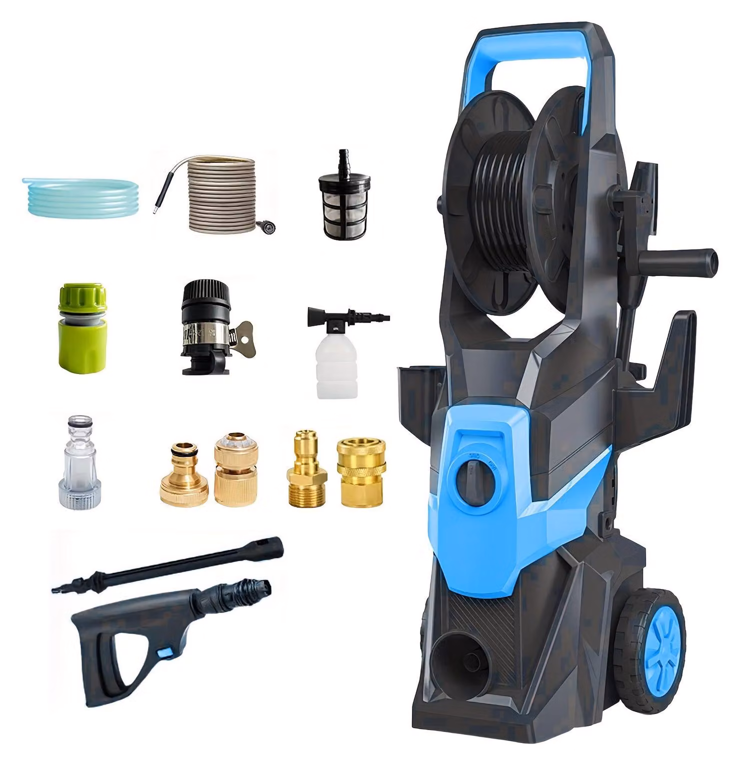 Idropulitrice – Pistola ad alta pressione – Pulitore per terrazze – Potenza: 1800-2000W – Pressione massima: 150 bar – Tubo flessibile: 10 metri