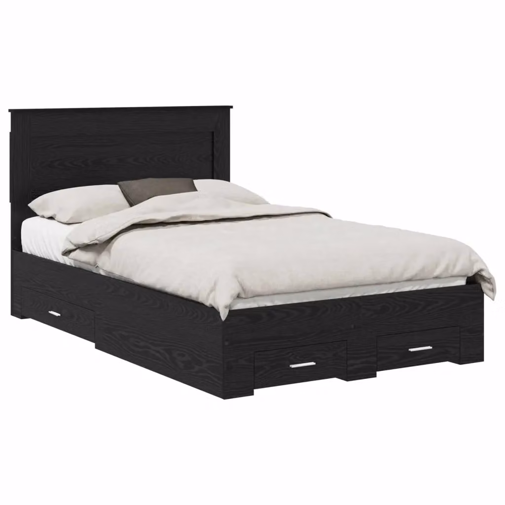 vidaXL Struttura del letto moderna con cassetto in legno nero L/P/H: 120 x 190 cm – 2