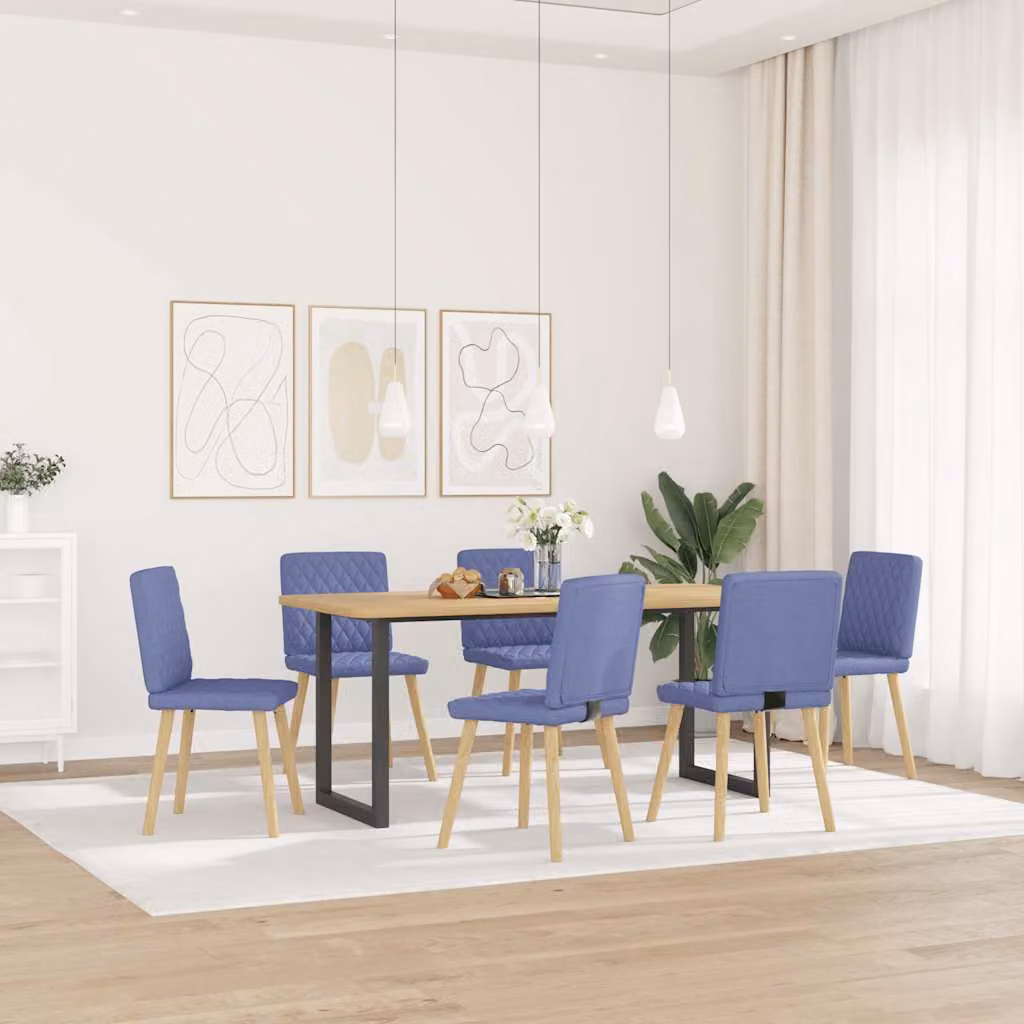 vidaXL Sedie da Pranzo 6 pz Blu Jeans in Tessuto